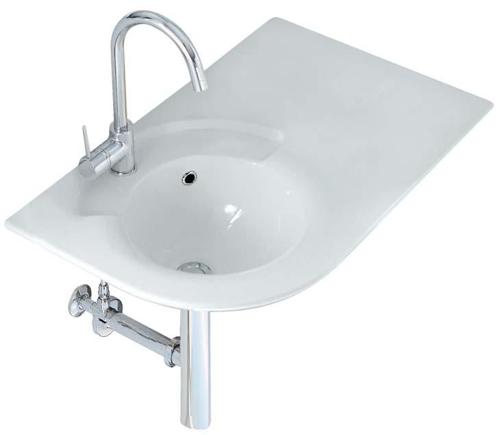 PRIMA PRIMA 55 Lavabo da cm. monoforo. Questo lavabo per la sua caratteristica di avere un lato diritto, può essere installato anche ad angolo.