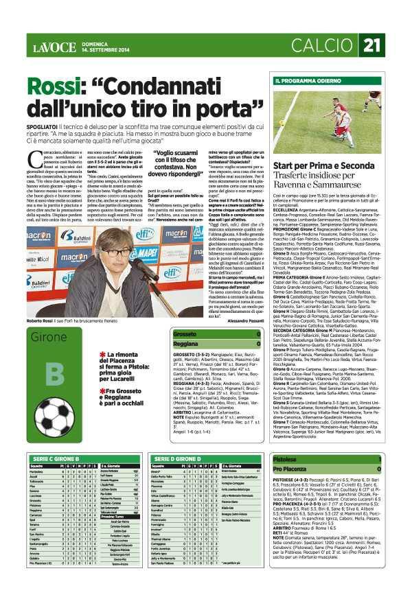 Pagina 23 La Voce di Romagna sport Start per Prima e Seconda. Trasferte insidiose per Ravenna e Sammaurese Così in campo oggi (ore 15.