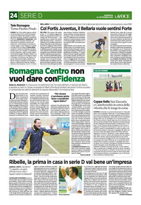 Pagina 26 La Voce di Romagna sport Tele Romagna.
