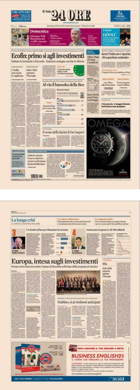 Pagina 3 Il Sole 24 Ore pubblica amministrazione VERTICE ECOFIN/2. Solo i fatti salvano l' Europa Adriana Cerretelli In Europa la ripresa non si vede, 27 milioni di disoccupati, invece, sì.