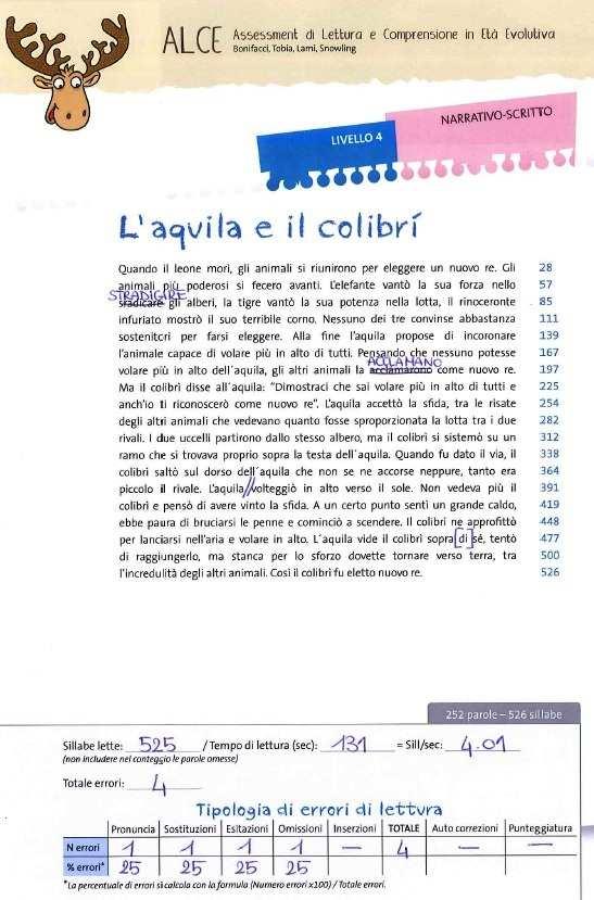 ALCE Lettura e comprensione del