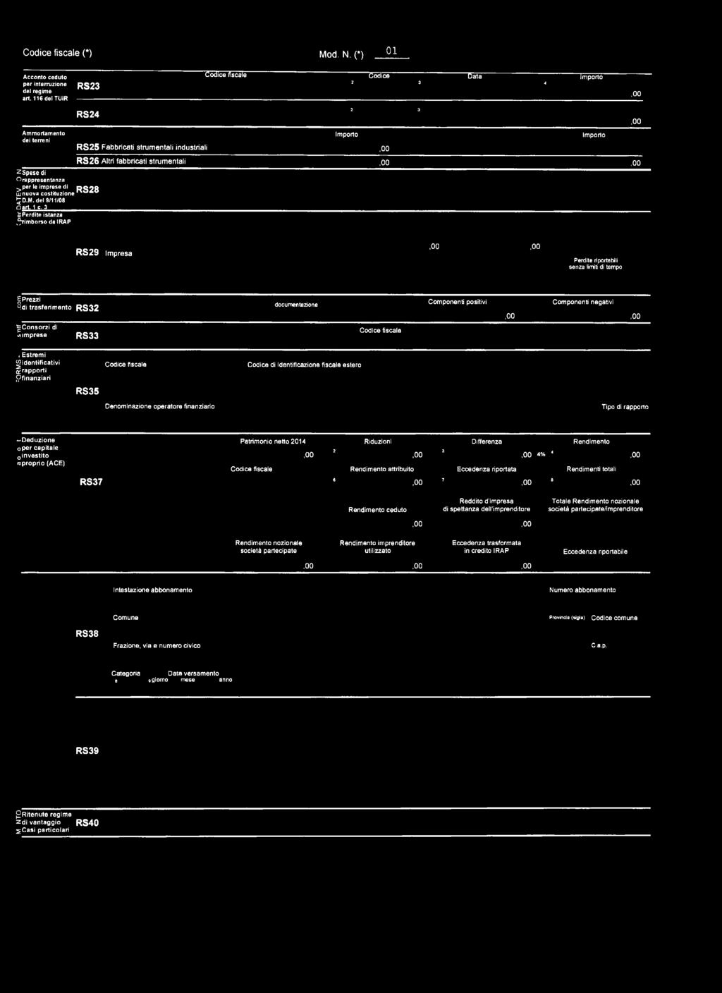 Perdite istanza ^rimbrs da IRAP Imprt RS Fabbricati strumentali industriali RS6 Altri fabbricati strumentali Imprt RS9 Impresa Perdite riprtabili senza limiti di temp Prezzi.