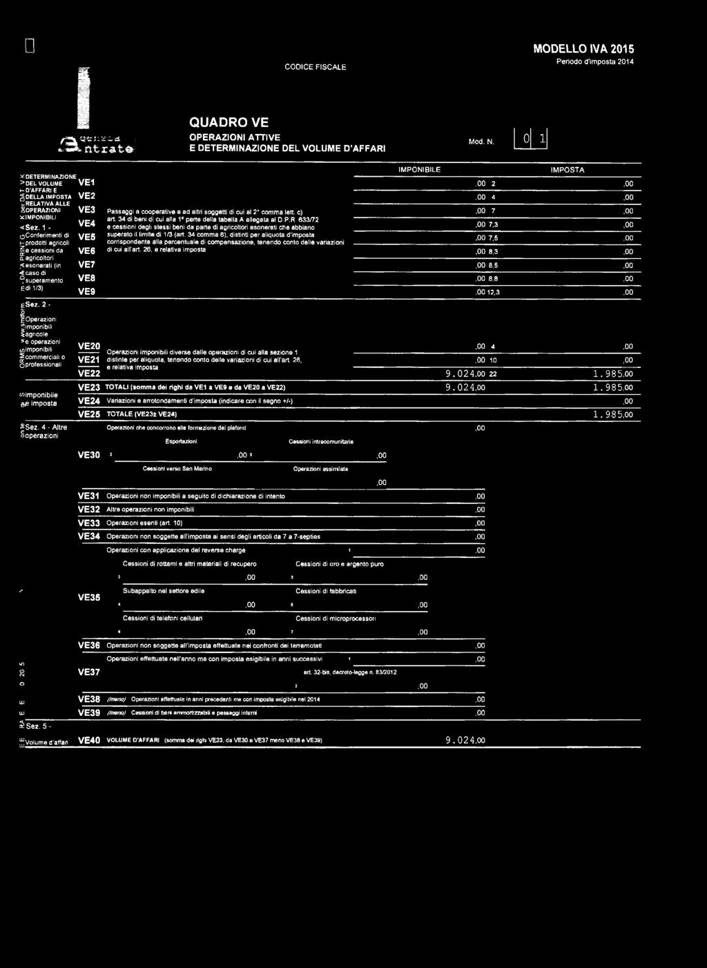 agricltri, esnerati (in «t cas di ^superament edi 1/) V E 1 V E V E V E 4 V E V E 6 V E 7 V E 8 V E 9 Passaggi a cperative e ad altri sggetti di cui al cmma lett.