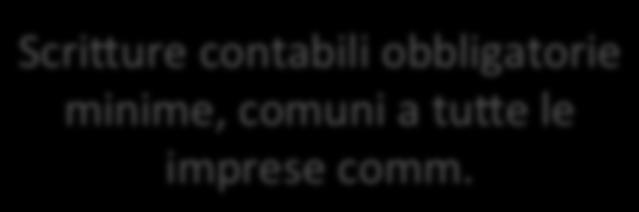 Tipologie di scri+ure contabili Art. 2214 c.c. Scri+ure contabili obbligatorie minime, comuni a tu+e le imprese comm.