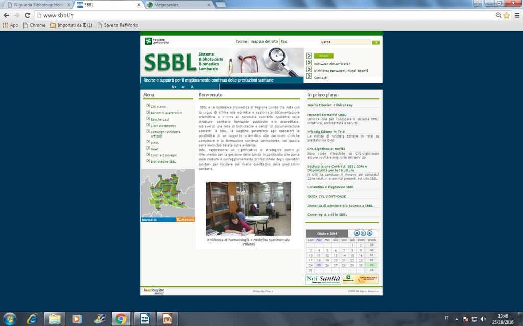 I servizi offerti da SBBL e il Metacrawler per la ricerca su MEDLINE sono accessibili collegandosi