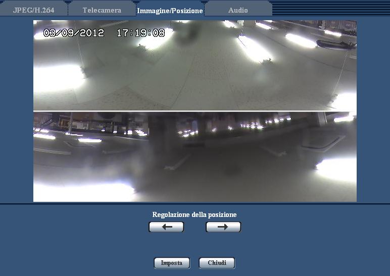 11 Configurazione delle impostazioni riguardanti le immagini e l audio [Immagine/Audio] Per immagini Doppio panorama Pulsanti [Regolazione della posizione] : Le immagini vengono visualizzate regolate