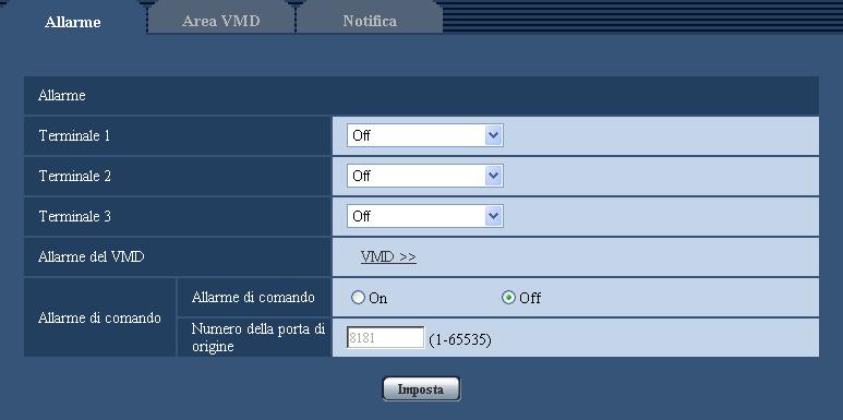 13 Configurazione delle impostazioni dell allarme [Allarme] 13 Configurazione delle impostazioni dell allarme [Allarme] Su questa pagina si possono configurare le impostazioni riguardanti il