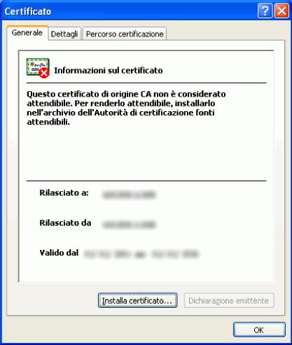 16 Configurazione delle impostazioni di rete [Rete] 4. Cliccare Installa certificato.... Se non è visualizzato [Installa certificato.