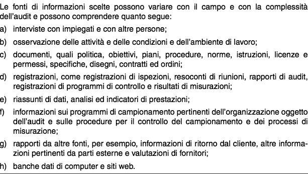 ISO 19011:2011 Redazione del rapporto finale Il rapporto completo e comprensibile deve contenere i seguenti elementi: Ø la data, l obiettivo e il campo dell audit; Ø l organizzazione oggetto dell