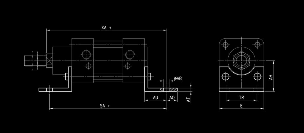 > Cilindri INOX Serie 90 CATALOGO > Release 8.8 Ancoraggio a piedini Mod. B Materiale: Acciaio Inox 36 N 2 piedini Mod.