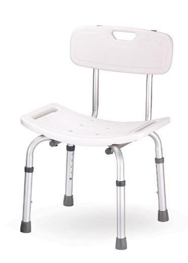 SEDIA PER DOCCIA CON SCHIENALE PX16237 Sedia per doccia con schienale per la cura dell igiene personale. Struttura in alluminio anodizzato. Seduta e schienale in polietilene.