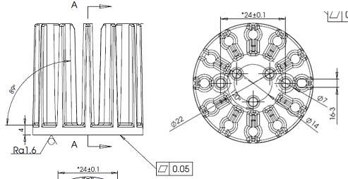 Moduli LED circolari per luce direzionata Dissipatore di calore per COINlight Pro e DRAGONpuck DP35, DP51 Nuovo dissipatore progettato per il montaggio di spessore ribassato Descrizione del prodotto