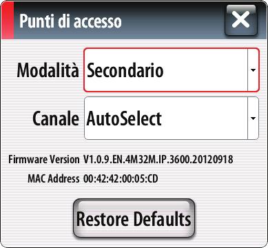 Attivare la linea per l'unità WIFI-1 connessa e ridefinirla come punto di accesso secondario 3.