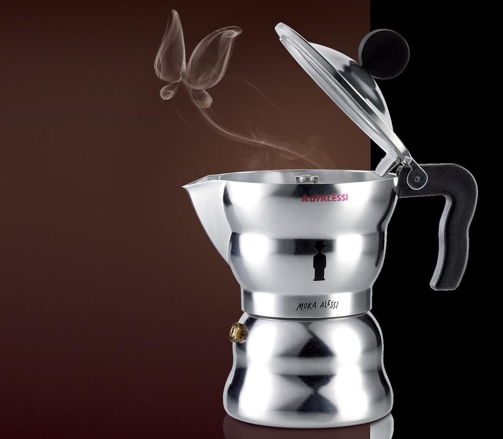 DESPAR e MOKA 3 tazze, Ø 9,6 cm, h 16,4 cm 16 BOLLINI + 8,90 Realizzata da Alessandro Mendini, in omaggio a Alfonso Bialetti, la Moka Alessi ha dato nuova forma al rituale del caffè, intimo e