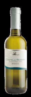 CASTELLI ROMANI Bianco D.O.C. Prodotto Castelli Romani Bianco D.O.C. Uve Malvasia bianca di Candia, Trebbiano giallo e Toscano.