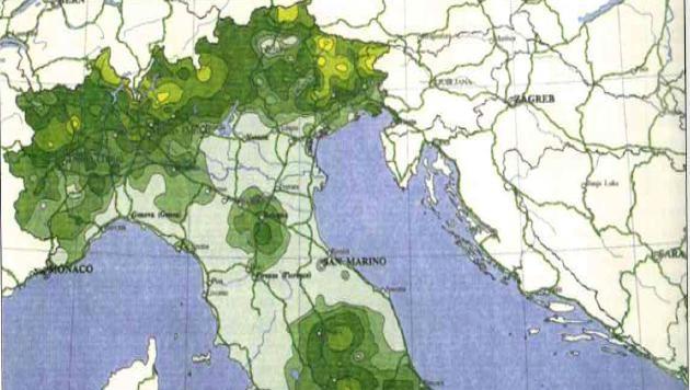 Mappa del fall-out in Italia :