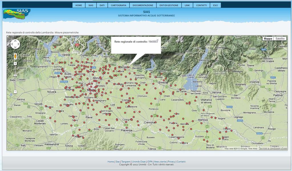 DISAT- UNIMIB TECNOLOGIE DIGITALI PER LA GOVERNANCE DELLE ACQUE SOTTERRANEE CNR-DTA Misure piezometriche: Rete regionale