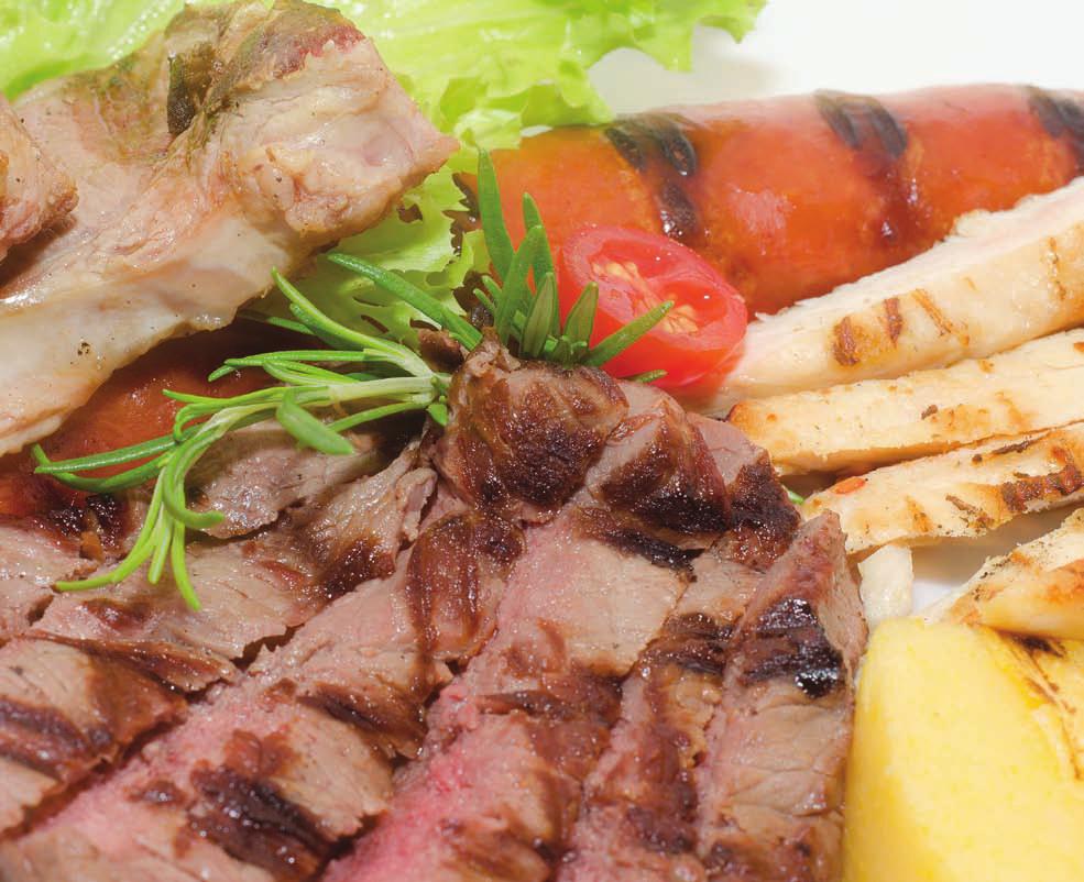 LE GRIGLIATE Grigliata "LA PATATA" Tagliata di manzo, tagliata di pollo, salsiccie miste di maiale, per 1 pers. 16,50 costine di agnello, polenta grigliata e patate fritte Steak House per 2 pers.