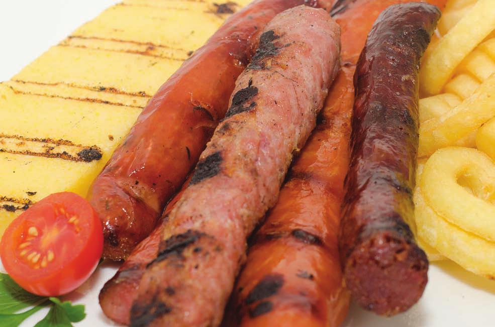 35,00 Grigliata "LA RUSPANTE Coscette di pollo alla griglia, alette di pollo fritte, salsiccie per 1 pers. 15,50 miste di maiale, costine di maiale, crostini di polenta per 2 pers.