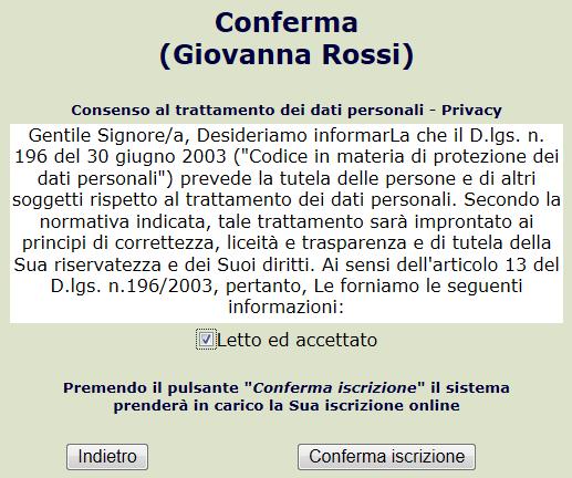 dati relativi al consumatore saranno salvati nel sistema e si potrà uscire dalla procedura senza perdere le modifiche effettuate. Conservare la ricevuta sul proprio computer.