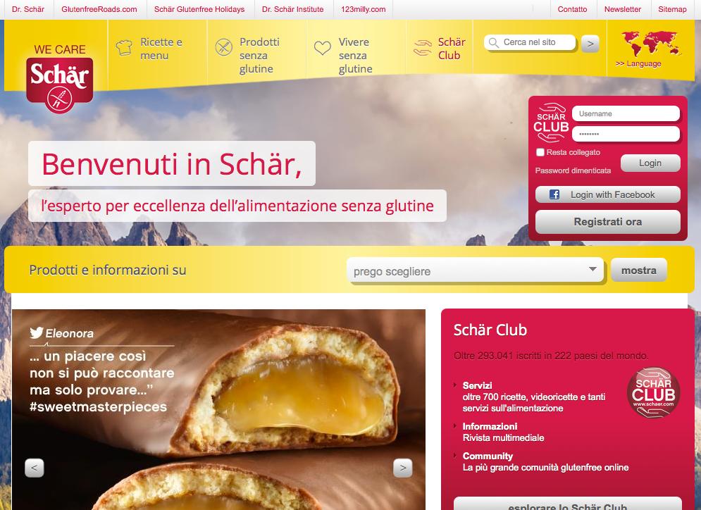 S C H Ä R Settore: Food & Beverage Cliente: Schär Obiettivo: aumentare il numero di iscritti allo Schär Club e incrementare l utenza della fan base Facebook.