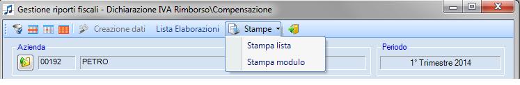 Eseguire le stampe: stampa lista o stampa modulo La stampa modulo consente di stampare i dati che verranno riportati nel modello dichiarativo (corrispondenti a quelli visualizzati in griglia) con la