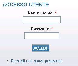 PRIMO ACCESSO AL SISTEMA Al primo accesso il sistema richiederà all utente, per ovvi motivi di riservatezza, la creazione di una nuova password, presentando la