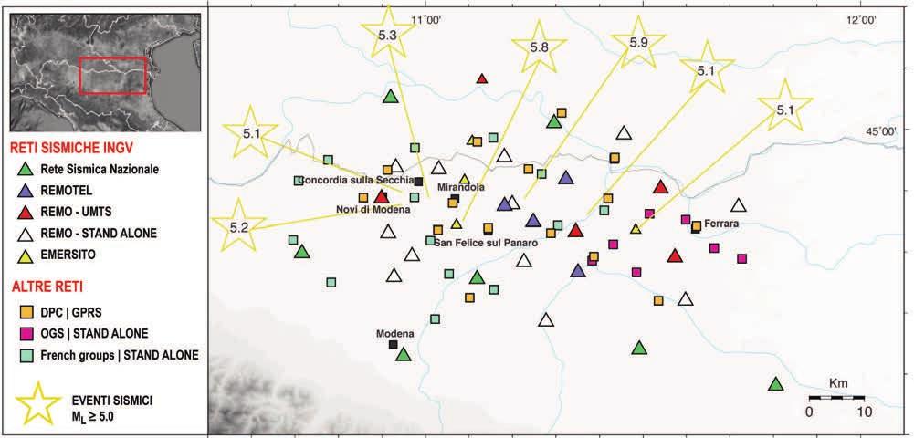 Figura 9 Mappa dopo la modifica delle rete sismiche temporanee effettuate tra la fine di luglio e l inizio di agosto.