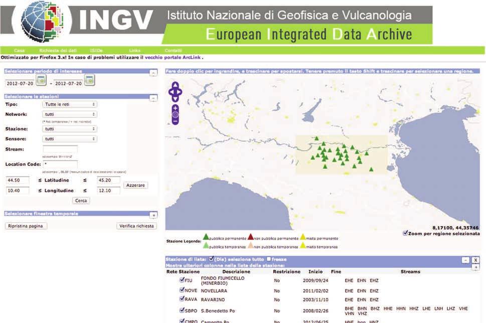 16 Figura 10 Screenshot del sito EIDA dove è possibile scaricare le forme d onda in formato SEED di tutte le stazioni della RSN, Re.Mo. e Re.Mo.Tel.