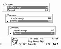 Sistema Infotainment 121 Menu CD Elenco tracce Menu CD Cartelle Ruotare il quadrante TUNE per selezionare le funzioni di Riproduzione casuale