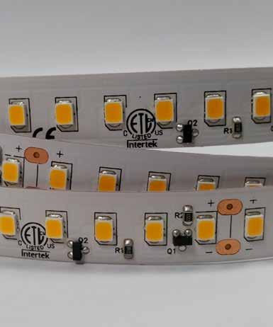 SMD 2835 IPxx STRIP 640 LED 115W 5Mt Sel HIGH EICACY 17250 lumen LED: 128 LED/Mt Strip dimension: Working voltage: 24V Power: 23W/Mt Luminous flux: 3450 L/Mt Module dimension: 62,5 mm LED distance: