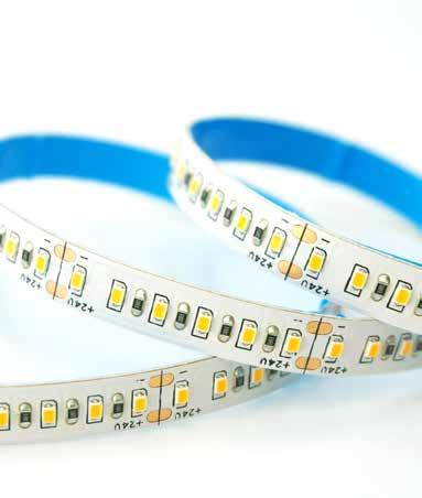 SMD 2016 IPxx STRIP 840 LED 84W 5Mt Sel 6720 lumen LED: 168 LED/Mt Strip dimension: Working voltage: 24V IP: xx Power: 16,8W/Mt Luminous flux: 1344Lm/Mt Module dimension: 35,7 mm LED distance: 5,95