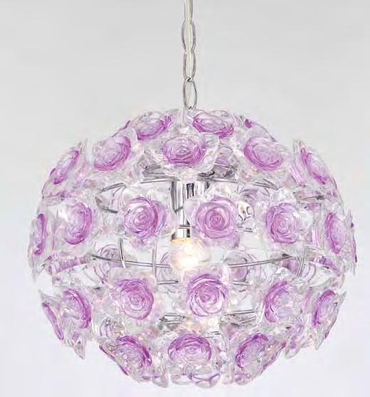 t lampadario ROSE cod 0112 l trasparente. lilla.