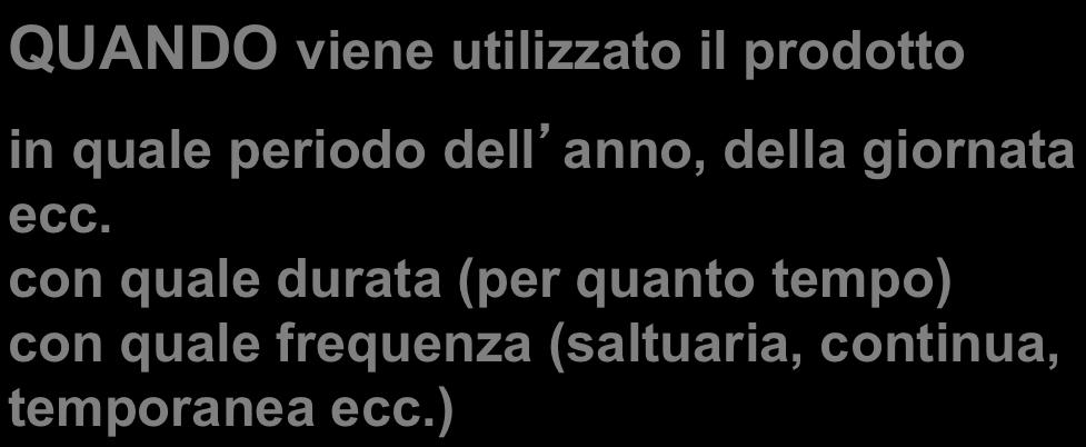 ecc. con quale durata (per quanto tempo) con quale frequenza (saltuaria,