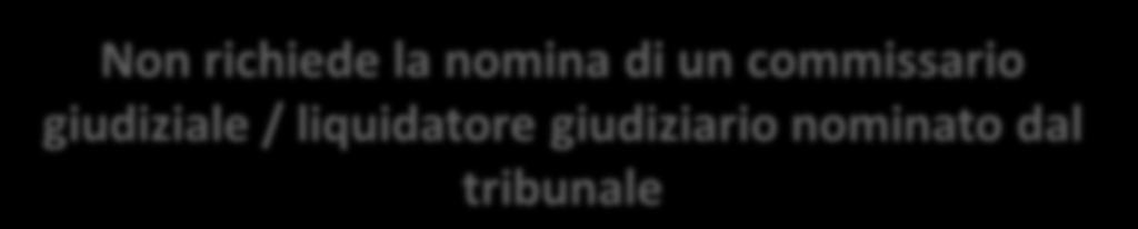 particolari Non richiede la nomina di un commissario giudiziale /