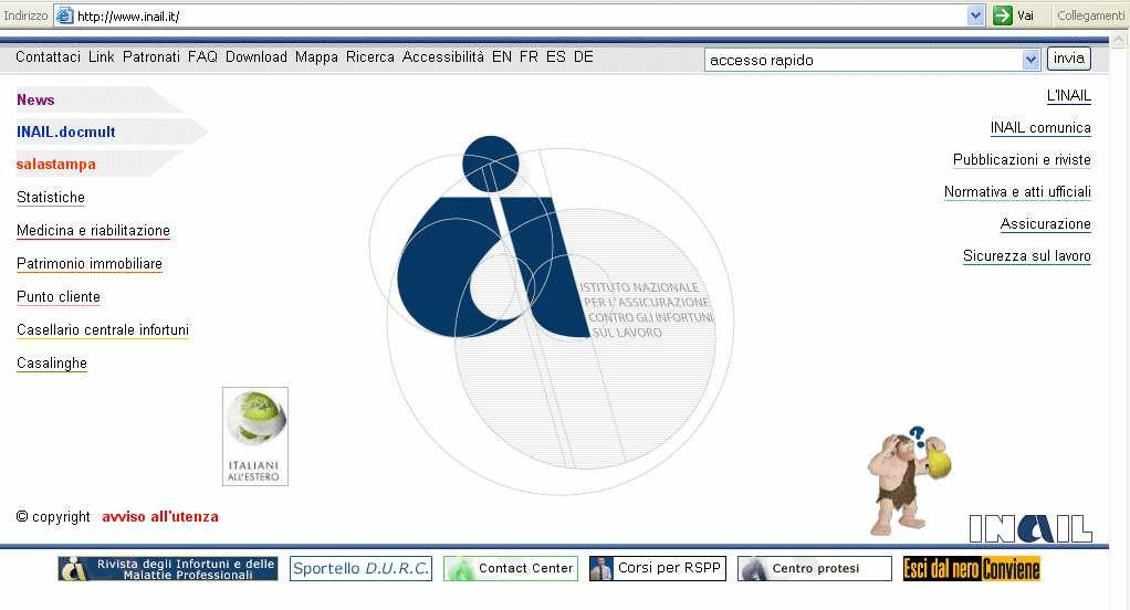 COME ACCEDERE ALLA DENUNCIA D INFORTUNIO ON-LINE SITO INAIL Il primo passo da compiere è la connessione al sito