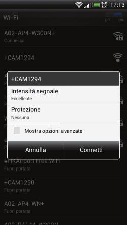 tipo +CAMxxx) e poi toccando su Connetti.