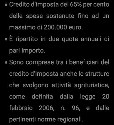 l'anno 2019 (in luogo dei 50 milioni previsti dalla disciplina vigente. Tax credit Alberghi ante e post Le