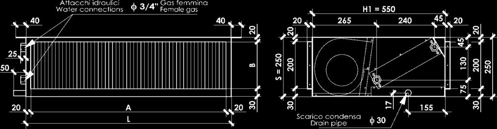 530 15.020 19.650 24.020 Cooling capacity Sensibile - Sensible (1) W 5.970 6.810 10.440 12.110 16.370 19.350 Potenzialità Termica - Heating capacity (2) W 15.930 18.170 28.840 32.460 44.470 50.