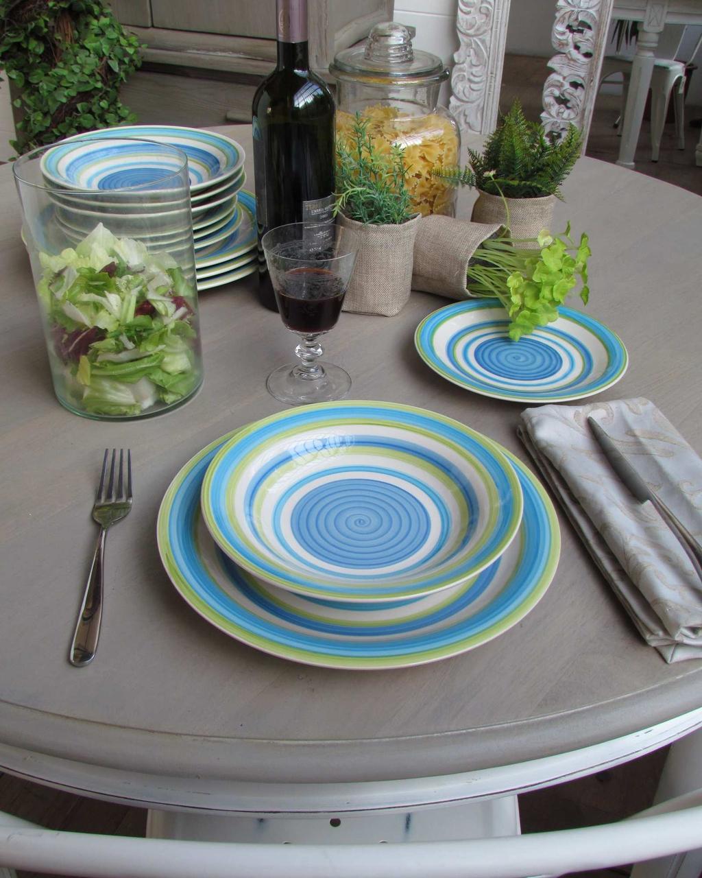 93.934 set tavola 8 persone blue & green *93.934* d.cm.