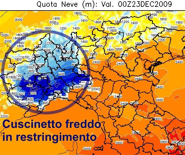Le inversioni termiche Dopo altre 30 ore l aria fredda è solo sul Piemonte.