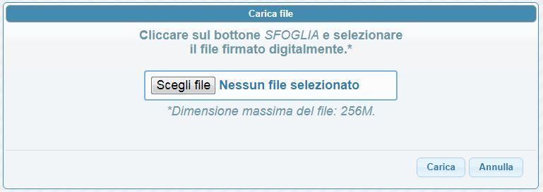 Caricamento del file su Sistema Tornando sul nostro sistema dovete quindi premere sul bottone Carica domanda firmata per