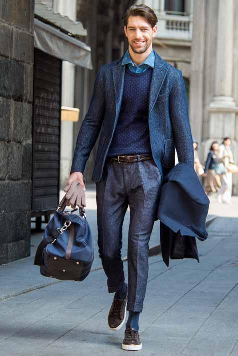 Giacca lana cotta Camicia jeans stampa Pantalone tweed nuovo Maglia in lavorazione jacquard Cappotto