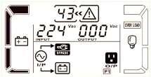 L'allarme fa bip ogni due minuti. Display LCD Test di batteria Descrizione Quando l'ups è in modalità AC o CVCF, premere il tasto Test per almeno 0,5s.