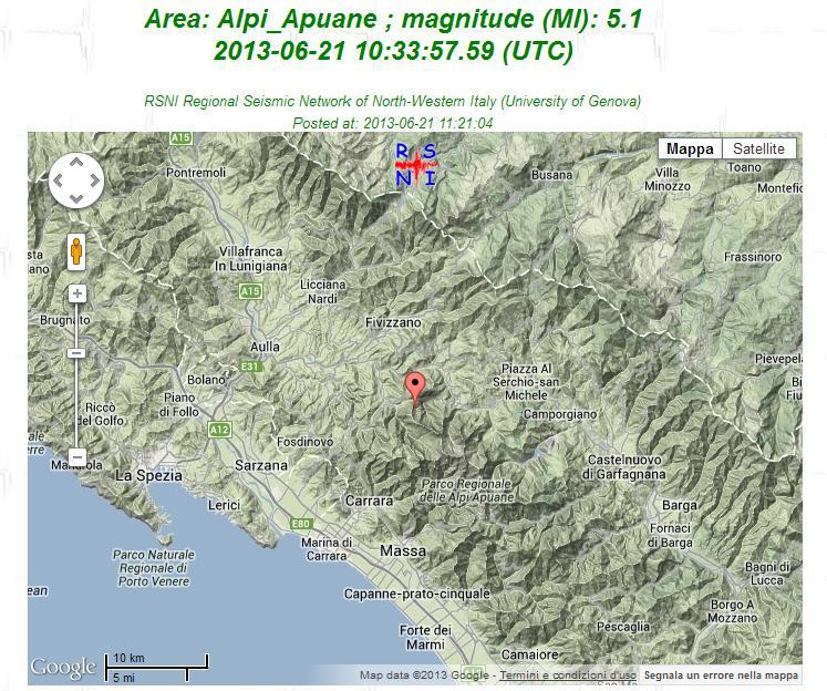 1, la mappa della sismicità strumentale registrata dalla rete RSNI/RSLG dal 1982 ad oggi e la mappa della sismicità storica dell area.
