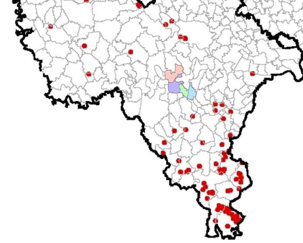 Figura 1 Mappatura degli incendi boschivi nel decennio 1999-2008 nel territorio pavese.