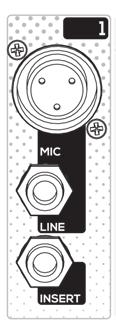 3 DESCRIPTION 3. MIXER CONTROLS & CONNECTIONS 3.. MONO INPUTS 3 MIC INPUT XLR-F balanced microphone input. LINE INPUT 6.35 mm. (/4 ) balanced line input. You may also use an unbalanced cable.