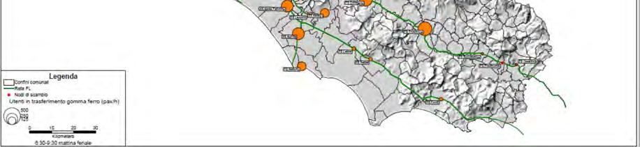 attraverso il coordinamento dei servizi di autobus di adduzione al treno e la drastica riduzione delle linee su gomma extraurbane di lunga percorrenza