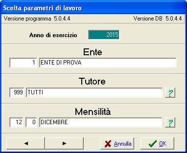 Funzioni preparatorie CU 2016: Scelta parametri di lavoro PROCEDURA PROGRAMMA Scelta parametri di lavoro DESCRIZIONE I dati di riferimento di tutte le funzioni inerenti la