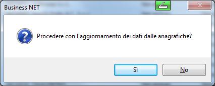 Aggiorna dati anagrafici: permette di aggiornare i dati delle anagrafiche clienti/fornitori, dopo averli aggiornati in anagrafica